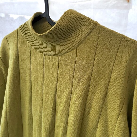 Mock Neck Chartreuse Ribbed Shirt - Picture 2 of 8